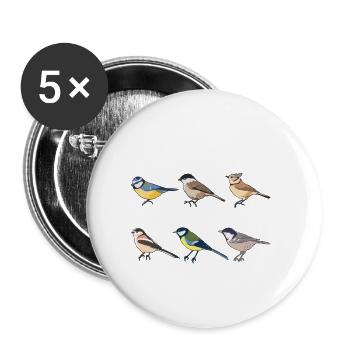 Funny "I love tits" Bird watching Gift - Buttons small 1''/25 mm (5-pack) - white - Front