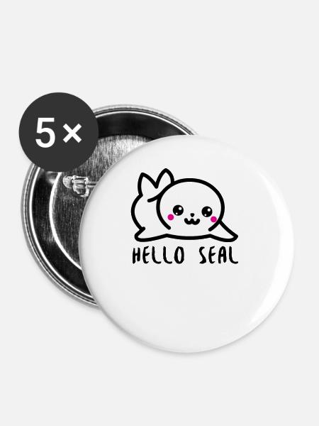 Hello Seal - Buttons klein 25 mm (5er Pack) - Weiß