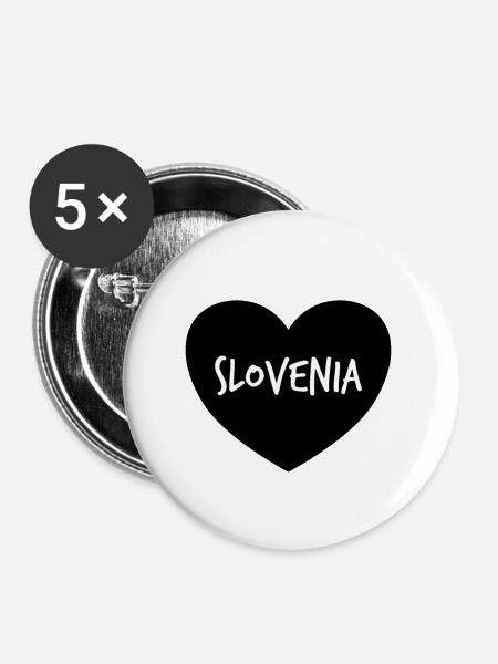 Slowenien! - Buttons klein 25 mm (5er Pack) - Weiß