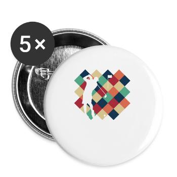 Golf Spieler Golfer Retro Golfball Abschlag - Buttons klein 25 mm (5er Pack) - Weiß - Vorne