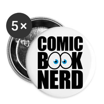 Comic Book Nerd - Buttons klein 25 mm (5er Pack) - Weiß - Vorne
