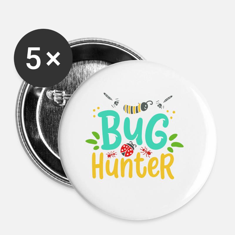 Entomologiste attrapeur d’insectes coccinelles - Lot de 5 petits badges (25 mm) - blanc