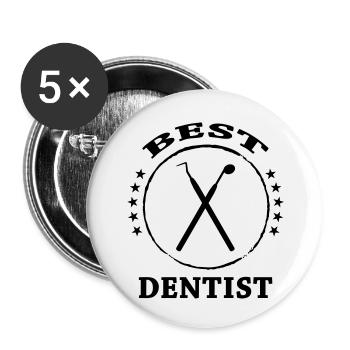 Dentiste - Lot de 5 petits badges (25 mm) - blanc - Devant