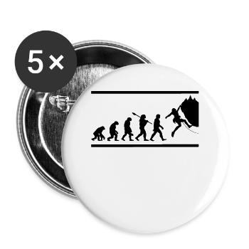 Évolution de l'escalade des grimpeurs - Lot de 5 petits badges (25 mm) - blanc - Devant