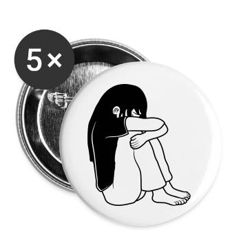 Girl sitting sadly - Buttons small 1''/25 mm (5-pack) - white - Front