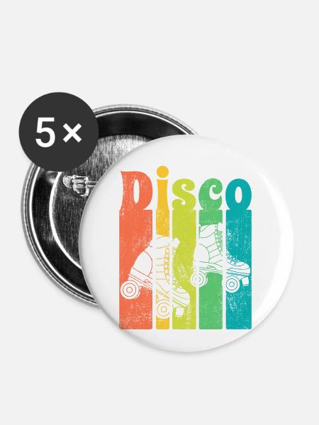 Disco - Buttons klein 25 mm (5er Pack) - Weiß
