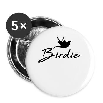 Birdie black - Lot de 5 petits badges (25 mm) - blanc - Devant