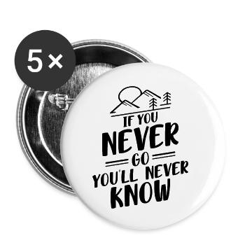 If You Never Go You'll Never Know v2 bw - Buttons klein 25 mm (5er Pack) - Weiß - Vorne