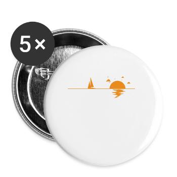 Naviguer dans la mer au coucher du soleil - Lot de 5 petits badges (25 mm) - blanc - Devant
