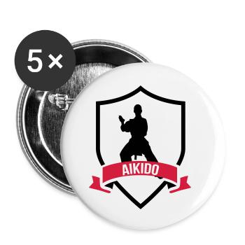 Aikido - Buttons klein 25 mm (5er Pack) - Weiß - Vorne