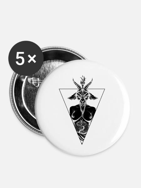 Dämonische Baphomet-Ziege - Buttons klein 25 mm (5er Pack) - Weiß