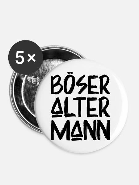 Böser alter Mann - Buttons klein 25 mm (5er Pack) - Weiß