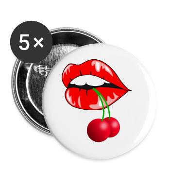 Lippen Mund Motiv - Buttons klein 25 mm (5er Pack) - Weiß - Vorne