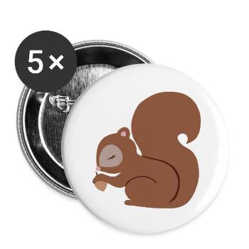 Eichhörnchen mit Eichel süß - Buttons klein 25 mm (5er Pack) - Weiß - Vorne