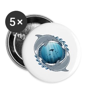 Dolphins - Buttons small 1''/25 mm (5-pack) - white - Front