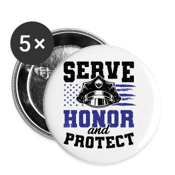 Servir l'honneur et protéger le drapeau de la police - Lot de 5 petits badges (25 mm) - blanc - Devant