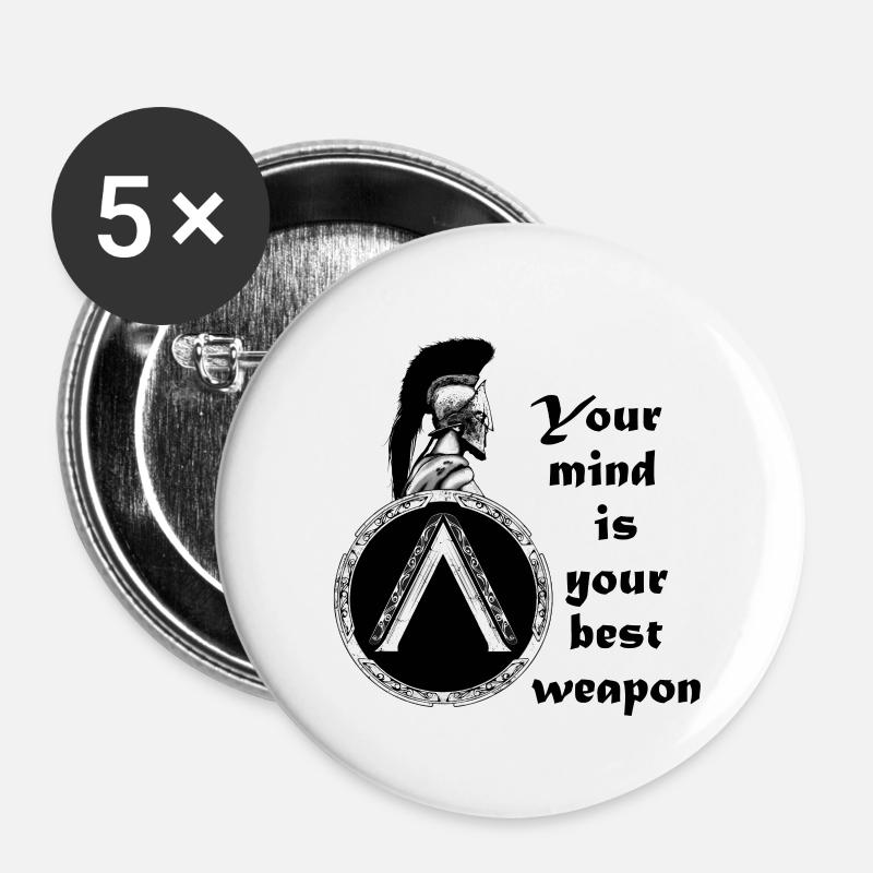 Leonidas Sparta - Lot de 5 petits badges (25 mm) - blanc