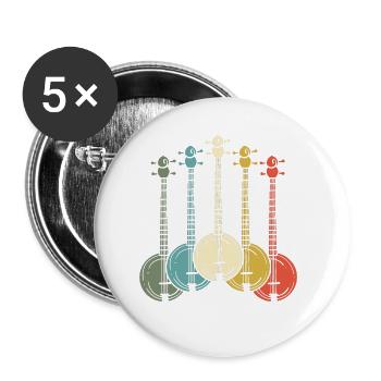 Joueur de banjo - Lot de 5 petits badges (25 mm) - blanc - Devant