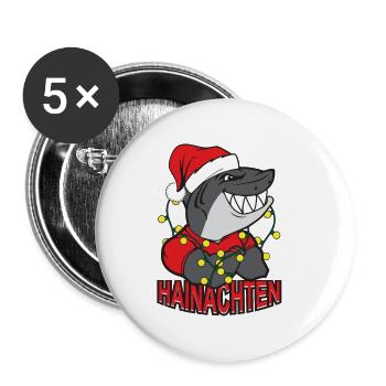 Weihnachten Lustig Hainachten Lustiger Hai - Buttons klein 25 mm (5er Pack) - Weiß - Vorne