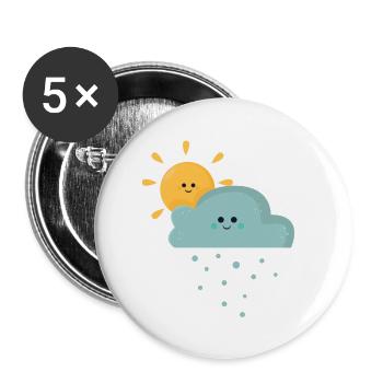 Printemps fleurs de printemps soleil pluie - Lot de 5 petits badges (25 mm) - blanc - Devant