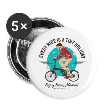 Chaque sortie est une petite fête - vélo pliant - Lot de 5 petits badges (25 mm) - blanc - Devant