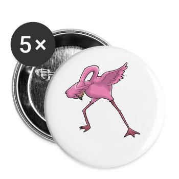 Flamingo Dabbing - Buttons small 1''/25 mm (5-pack) - white - Front