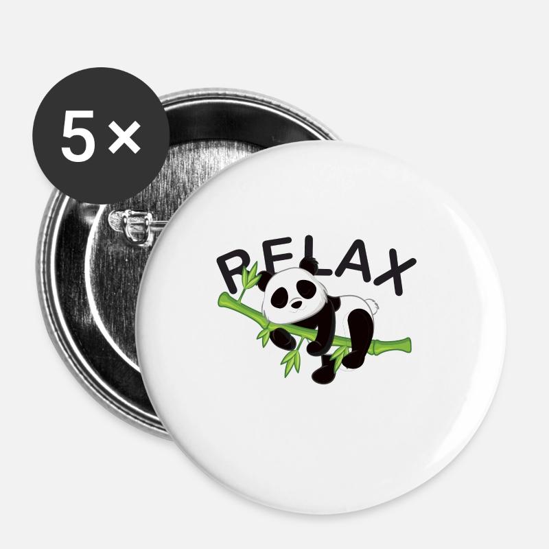 Relax panda - Buttons small 1''/25 mm (5-pack) - white