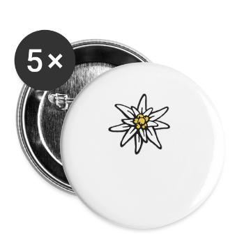 Edelweiß Bergblume Blume - Buttons klein 25 mm (5er Pack) - Weiß - Vorne