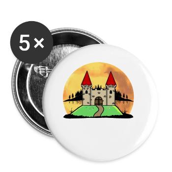 Middle Ages Castle Castle Fortress Nature Fantasy - Buttons small 1''/25 mm (5-pack) - white - Front