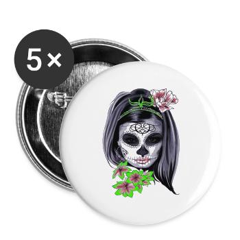 Masquage pour Mardi Gras - Lot de 5 petits badges (25 mm) - blanc - Devant