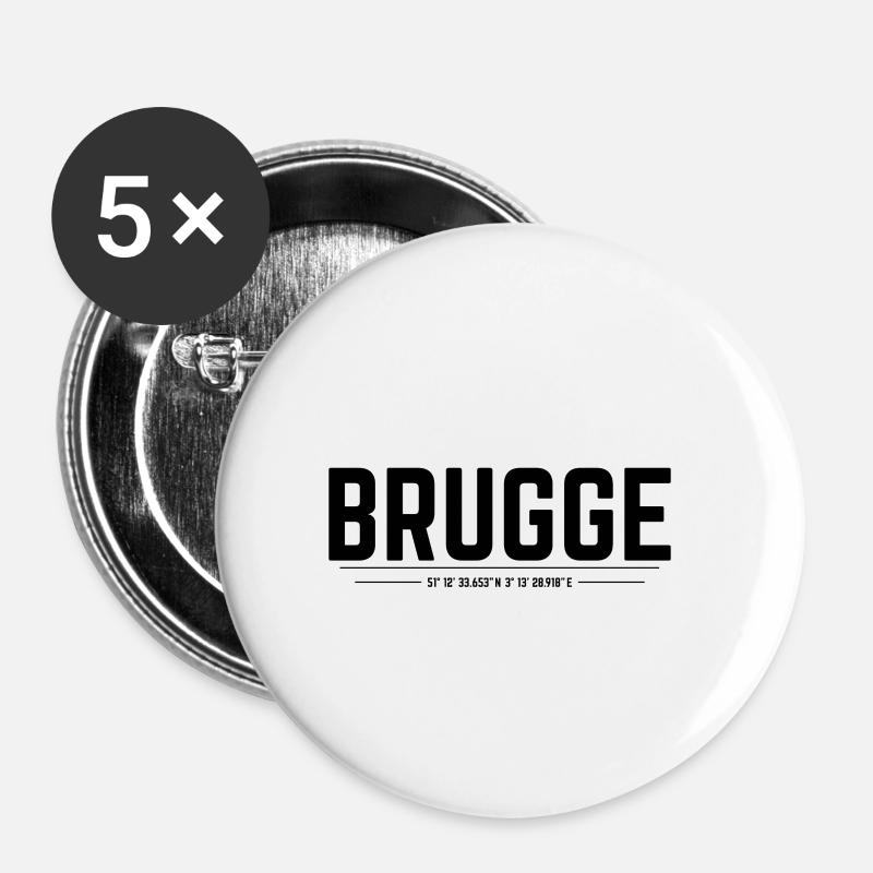 Brugge coordinates - Buttons small 1''/25 mm (5-pack) - white