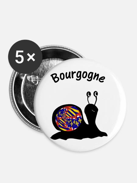 Schnecke Burgund - Buttons klein 25 mm (5er Pack) - Weiß