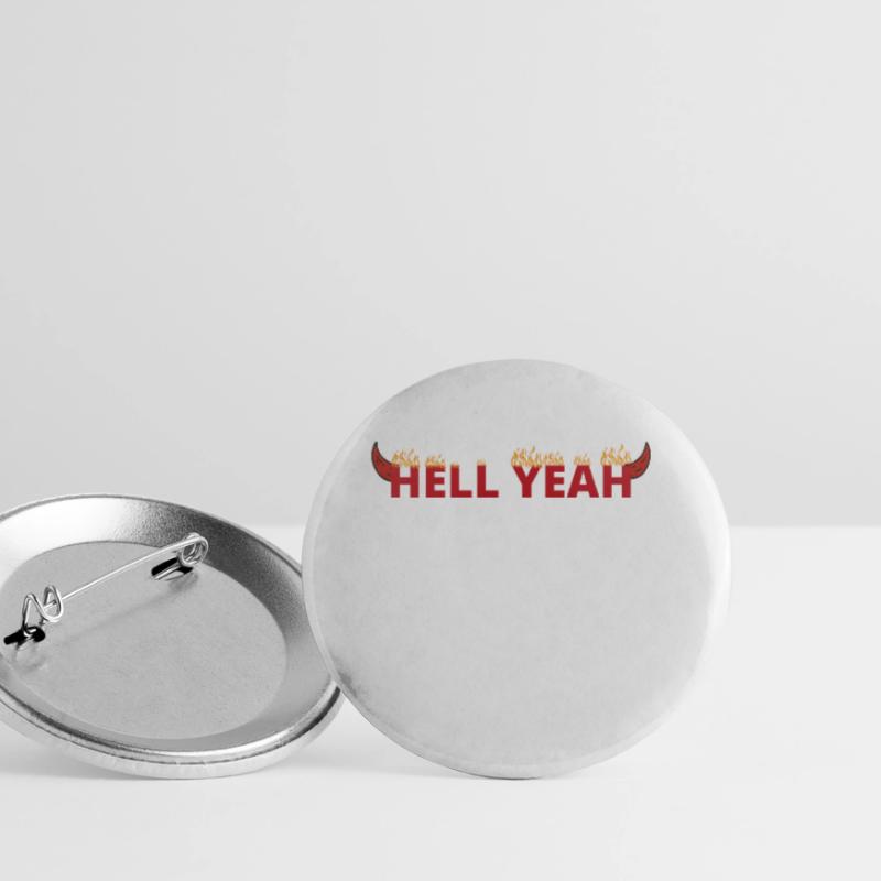 Hell Yeah Flames in Hell With Devil Horns Buttons small 1''/25 mm (5-pack)