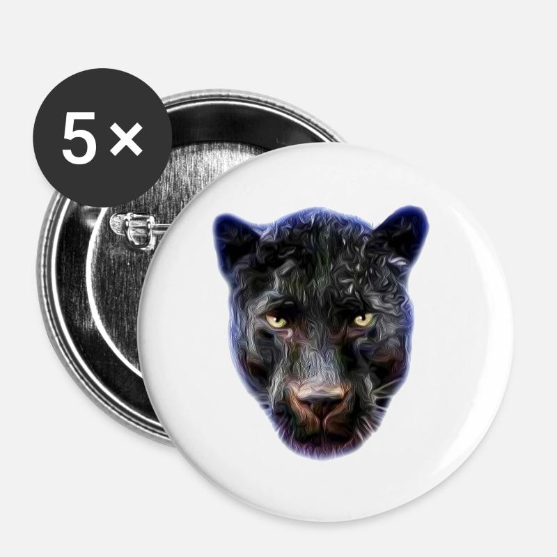 Aurora Panther Portrait Tee - Buttons small 1''/25 mm (5-pack) - white