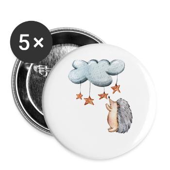 Gute Nacht Igel Nachthemd Schlafanzug Pyjama - Buttons klein 25 mm (5er Pack) - Weiß - Vorne