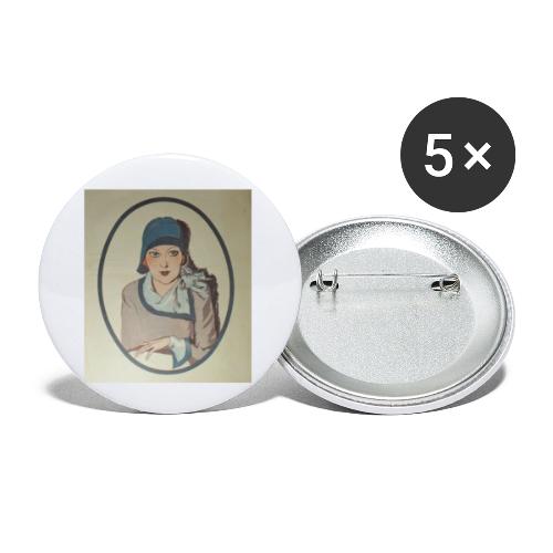 Dame 20er Jahre - Buttons klein 25 mm (5er Pack)