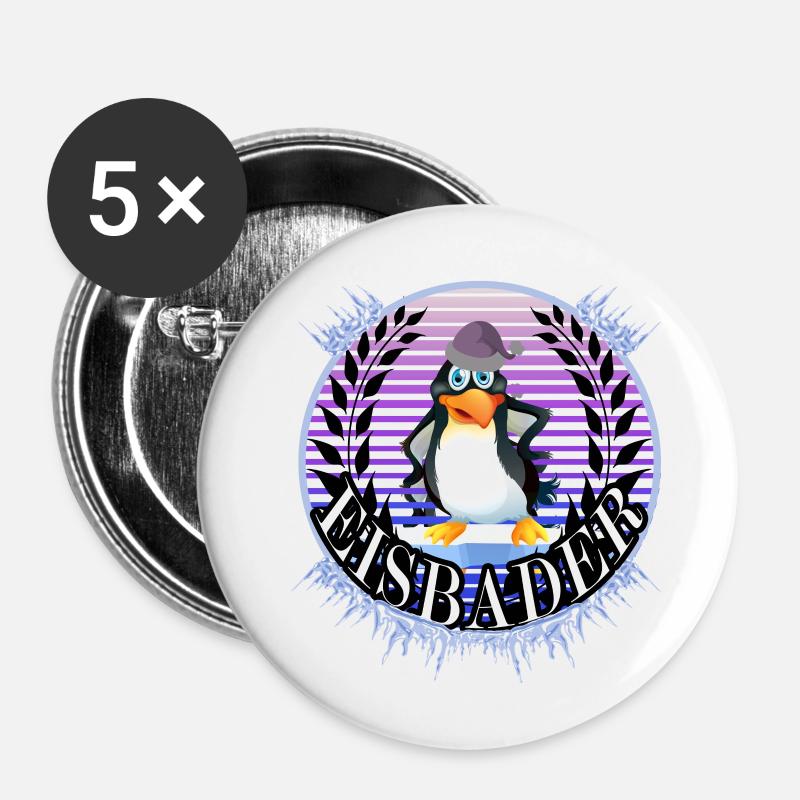 winterbader eisbader pinguin winterbaden arktic - Buttons klein 25 mm (5er Pack) - Weiß
