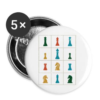 Pièces d’échiquier d’échiquier - Lot de 5 petits badges (25 mm) - blanc - Devant