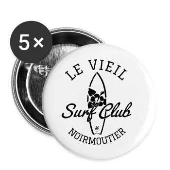 Noirmoutier le Vieil Surf Club - Lot de 5 petits badges (25 mm) - blanc - Devant