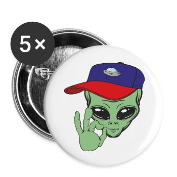 Alien extraterrestrials - Buttons small 1''/25 mm (5-pack) - white - Front