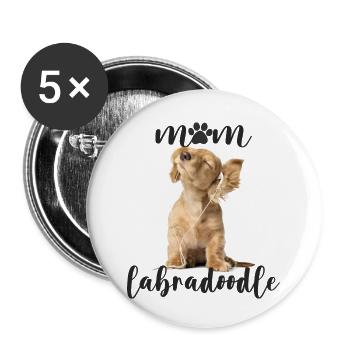 Mama Labradoodle - Buttons klein 25 mm (5er Pack) - Weiß - Vorne
