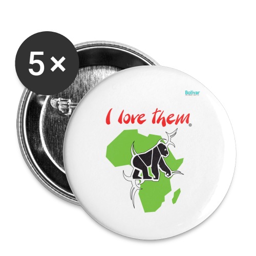 I Love Them Gorillas Tribal design color - Buttons small 1''/25 mm (5-pack)