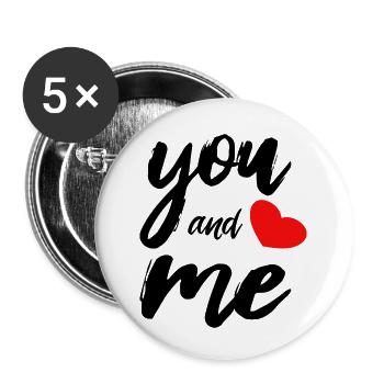 Toi et moi - Lot de 5 petits badges (25 mm) - blanc - Devant