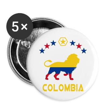 Kolumbien Löwen Design / Geschenkidee - Buttons klein 25 mm (5er Pack) - Weiß - Vorne