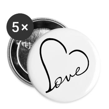 Love Heart Heart - Buttons small 1''/25 mm (5-pack) - white - Front