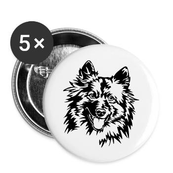 Wolfsspitz Kopf - Buttons klein 25 mm (5er Pack) - Weiß - Vorne