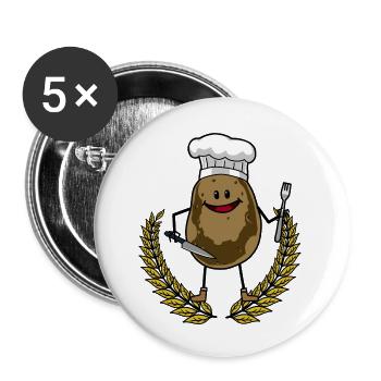 Patate cuisine cuisine restaurant - Lot de 5 petits badges (25 mm) - blanc - Devant