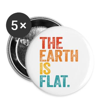 Flat Earth Society Flache Erde Karte Modell Globus - Buttons klein 25 mm (5er Pack) - Weiß - Vorne