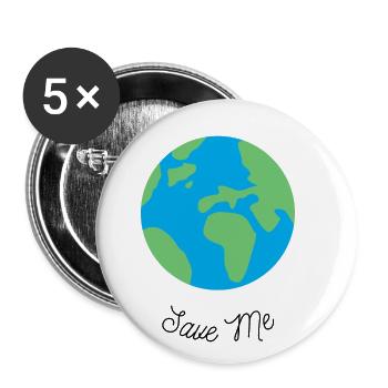 Save Me - Planet Erde - Buttons klein 25 mm (5er Pack) - Weiß - Vorne