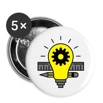 Engineering Glühbirne - Buttons klein 25 mm (5er Pack) - Weiß - Vorne
